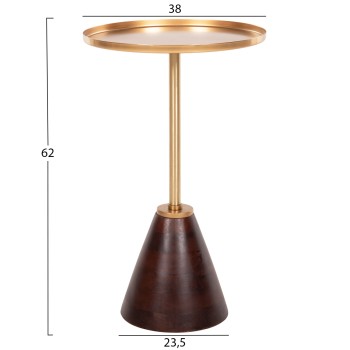 ΒΟΗΘΗΤΙΚΟ ΤΡΑΠΕΖΑΚΙ KAPPUR HM9726 ΞΥΛΟ MANGO ΣΕ ΚΑΡΥΔΙ-ΜΕΤΑΛΛΟ ΧΡΥΣΟ Φ38x62Υεκ