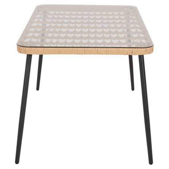 ΤΡΑΠΕΖΙ ΟΡΘΟΓΩΝΙΟ ALLEGRA HM5537.11 ΜΕΤΑΛ.ΜΑΥΡΟ-P.E. RATTAN ΦΥΣΙΚΟ 139,5x79,5x73Υεκ.
