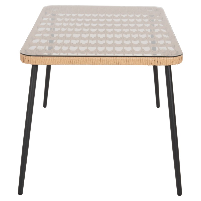 ΤΡΑΠΕΖΙ ΟΡΘΟΓΩΝΙΟ ALLEGRA HM5537.11 ΜΕΤΑΛ.ΜΑΥΡΟ-P.E. RATTAN ΦΥΣΙΚΟ 139,5x79,5x73Υεκ.