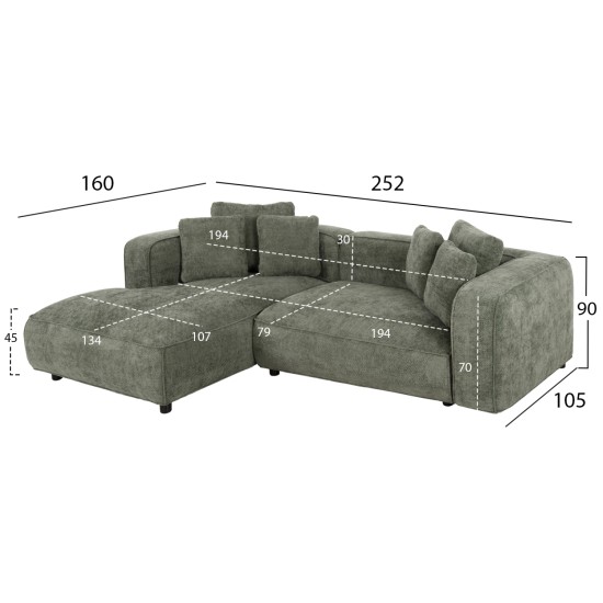 ΚΑΝΑΠΕΣ ΓΩΝΙΑ (ΑΡΙΣΤΕΡΗ) 3-ΘΕΣΙΟΣ GRACE HM3280.05L ΠΡΑΣΙΝΟ ΥΦΑΣΜΑ 252x160x70-90Υεκ ΚΑΝΑΠΕΣ ΓΩΝΙΑ (ΑΡΙΣΤΕΡΗ) 3-ΘΕΣΙΟΣ GRACE HM3280.05L ΠΡΑΣΙΝΟ ΥΦΑΣΜΑ 252x160x70-90Υεκ