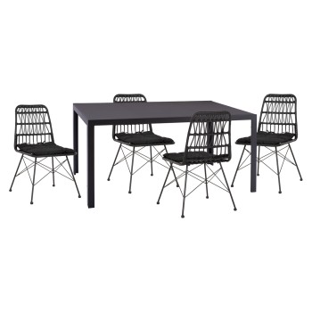 ΣΕΤ ΕΞ.ΧΩΡΟΥ 5ΤΜΧ OFER HM21029 ΣΚΟΥΡΟ ΓΚΡΙ ΜΕΤΑΛΛΟ-ΜΑΥΡΟ WICKER & ΜΕΤΑΛΛΟ