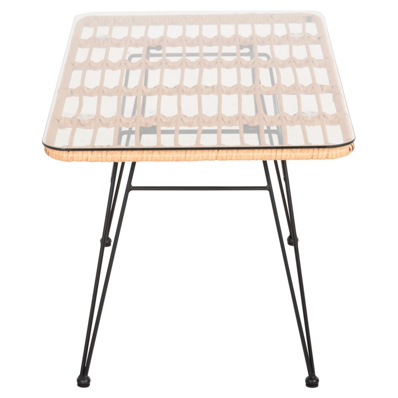 ΤΡΑΠΕΖΙ ΕΞ.ΧΩΡΟΥ ΧΑΜΗΛΟ ALLEGRA HM6076 ΜΑΥΡΟ ΜΕΤΑΛΛΟ-ΜΠΕΖ WICKER 95X55X51.5Yεκ.