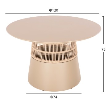 ΤΡΑΠΕΖΙ ΣΤΡΟΓΓΥΛΟ SAEID HM6106.04 ΣΑΜΠΑΝΙ ΑΛΟΥΜΙΝΙΟ-ΜΠΕΖ ΣΧΟΙΝΙ Φ120x75Υεκ.