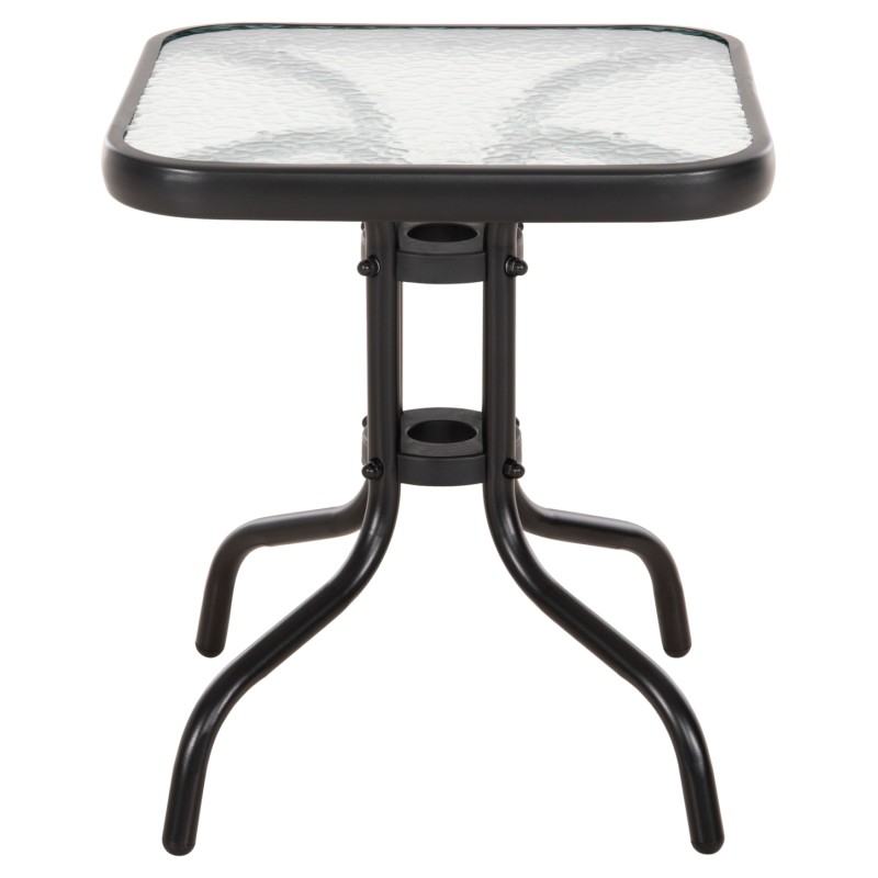 ΤΡΑΠΕΖΙ ΒΟΗΘΗΤΙΚΟ FIGO HM6067.03 ΜΕΤΑΛΛΙΚΟ ΜΑΥΡΟ-ΓΥΑΛΙΝΗ ΕΠΙΦΑΝΕΙΑ 45x45x51Yεκ