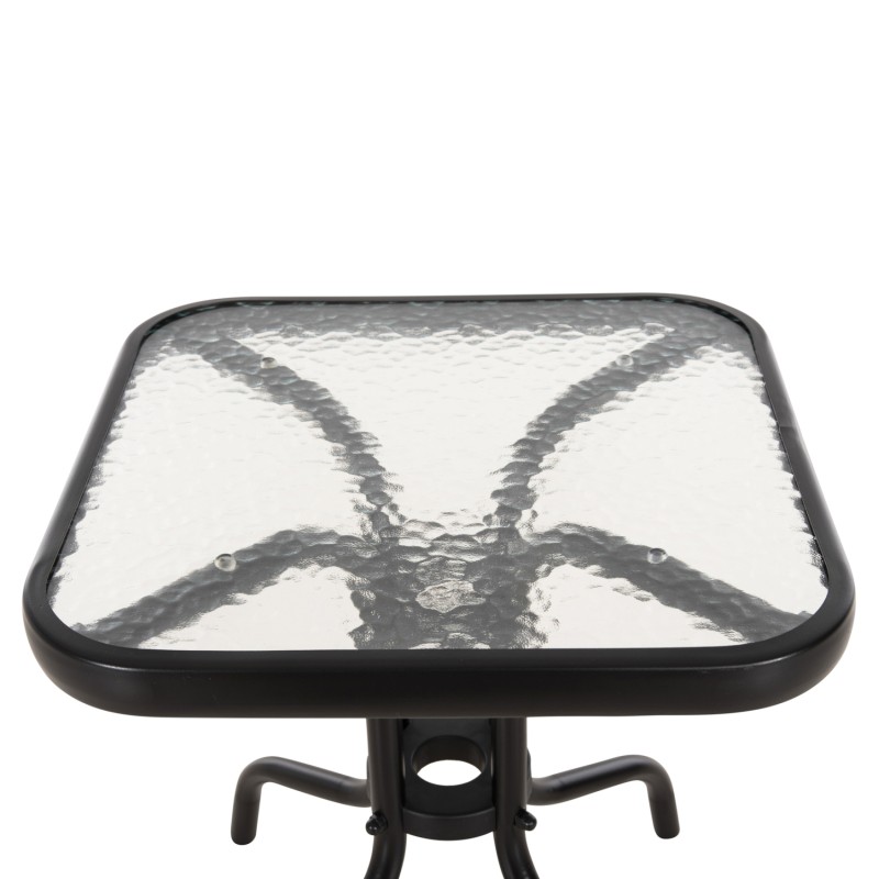 ΤΡΑΠΕΖΙ ΒΟΗΘΗΤΙΚΟ FIGO HM6067.03 ΜΕΤΑΛΛΙΚΟ ΜΑΥΡΟ-ΓΥΑΛΙΝΗ ΕΠΙΦΑΝΕΙΑ 45x45x51Yεκ