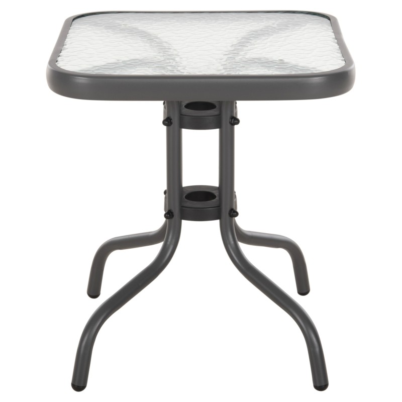 ΤΡΑΠΕΖΙ ΒΟΗΘΗΤΙΚΟ FIGO HM6067.01 ΜΕΤΑΛΛΙΚΟ ΓΚΡΙ-ΓΥΑΛΙΝΗ ΕΠΙΦΑΝΕΙΑ 45x45x51Yεκ