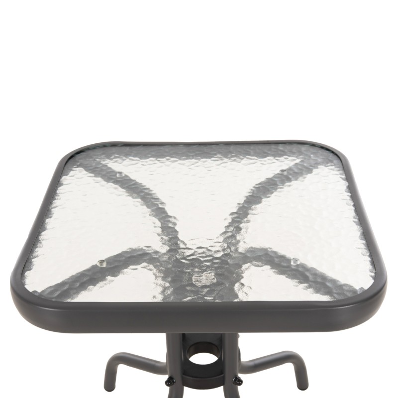 ΤΡΑΠΕΖΙ ΒΟΗΘΗΤΙΚΟ FIGO HM6067.01 ΜΕΤΑΛΛΙΚΟ ΓΚΡΙ-ΓΥΑΛΙΝΗ ΕΠΙΦΑΝΕΙΑ 45x45x51Yεκ