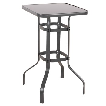 ΤΡΑΠΕΖΙ ΜΠΑΡ ΤΕΤΡΑΓΩΝΟ FIGGY HM6066.01 ΜΕΤΑΛΛΙΚΟ ΓΚΡΙ-ΓΥΑΛΙ ΑΣΦΑΛΕΙΑΣ 60x60x100Υεκ