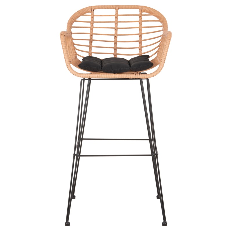 ΣΚΑΜΠΟ ΜΠΑΡ ΨΗΛΟ ALLEGRA HM5640.11 ΜΠΕΖ P.E. RATTAN-ΜΑΥΡΟ ΜΕΤΑΛΛΟ 54x55x108Υεκ.