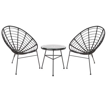 ΣΕΤ ΕΞΩΤΕΡΙΚΟΥ ΧΩΡΟΥ 3ΤΜΧ ALLEGRA HM21047.12 ΜΑΥΡΟ ΣΥΝΘ.RATTAN & ΜΕΤΑΛΛΟ