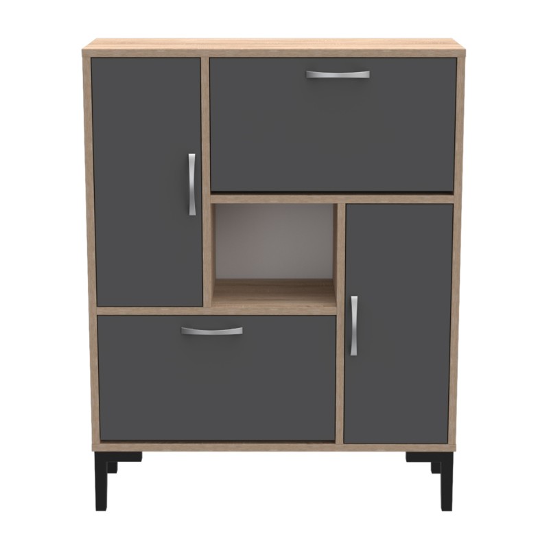 ΠΑΠΟΥΤΣΟΘΗΚΗ MEDY HM18187.01 ΜΕΛΑΜΙΝΗ ΣΕ ΑΝΘΡΑΚΙ & ΣΟΝΑΜΑ-ΜΑΥΡΑ ΠΟΔΙΑ 85x30x108.5Υ εκ.