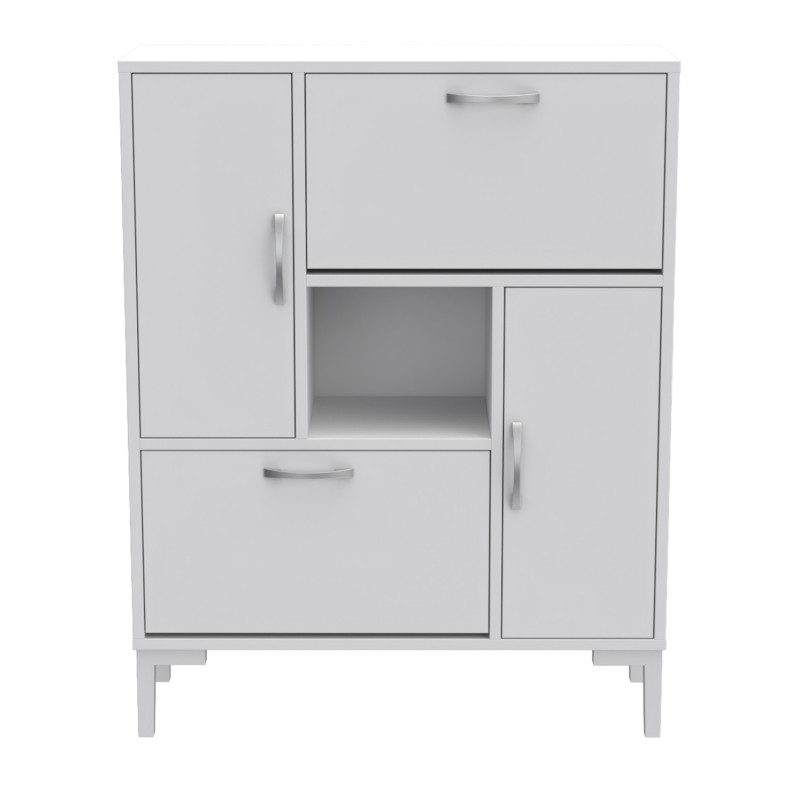 ΠΑΠΟΥΤΣΟΘΗΚΗ MEDY HM18187.03 ΜΕΛΑΜΙΝΗ ΣΕ ΛΕΥΚΟ-ΛΕΥΚΑ ΠΟΔΙΑ 86,5x30x109Υεκ