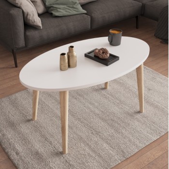 ΣΕΤ ΤΡΑΠΕΖΙ ΣΑΛΟΝΙΟΥ & 3 ΒΟΗΘ.ΤΡΑΠΕΖΑΚΙΑ VITAL HM18180.01 ΜΕΛΑΜΙΝΗ ΛΕΥΚΗ-ΞΥΛΟ SONAMA