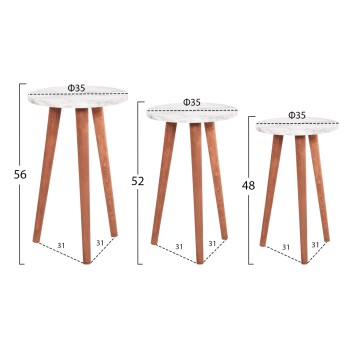 ΣΕΤ ΤΡΑΠΕΖΙ ΣΑΛΟΝΙΟΥ & 3 ΒΟΗΘ.ΤΡΑΠΕΖΙΑ VITAL HM18180.03 ΜΕΛΑΜΙΝΗ ΛΕΥΚΟ ΜΑΡΜΑΡΟ-ΚΑΡΥΔΙ ΠΟΔΙΑ