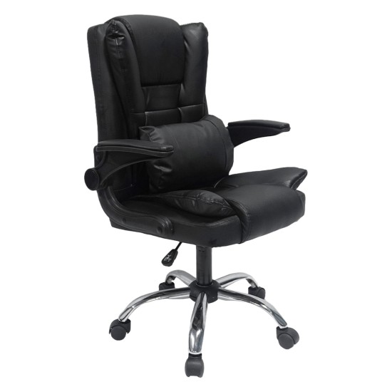 ΚΑΡΕΚΛΑ ΓΡΑΦΕΙΟΥ CANAN HM1201 ΜΑΥΡO PVC-ΜΑΥΡΟ NYLON-ΒΑΣΗ ΧΡΩΜΙΟΥ 66x61x105Υεκ.