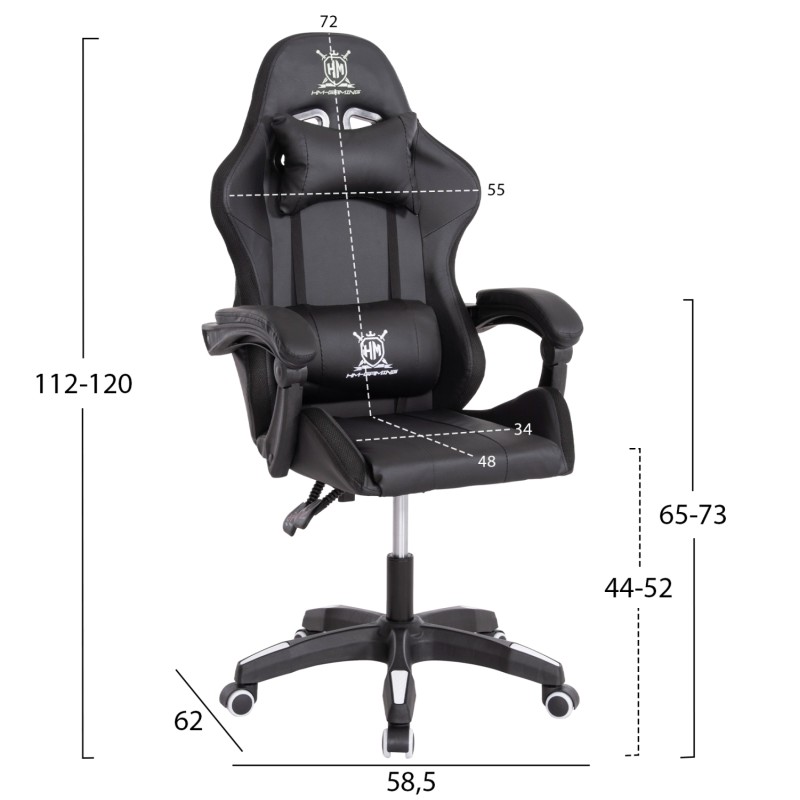 ΠΟΛΥΘΡΟΝΑ GAMING DARREN HM1203.04 ΜΑΥΡΟ-ΛΕΥΚΟ PVC 58.5x100x120Υεκ.