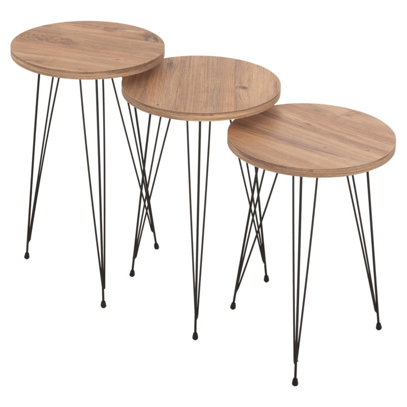 ΣΕΤ ΒΟΗΘ.ΤΡΑΠΕΖΑΚΙΑ NISSA HM18173.04 ΜΕΛΑΜΙΝΗ ΣΕ ΦΥΣΙΚΟ-ΜΑΥΡΑ ΜΕΤΑΛ.ΠΟΔΙΑ