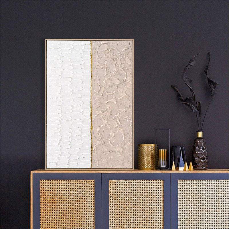 ΠΙΝΑΚΑΣ TOIXOY SHON HM4558 ΜΕ ΚΟΡΝΙΖΑ ΜΠΕΖ-ΚΑΜΒΑΣ ΣΕ ΛΕΥΚΟ-ΜΠΕΖ 62x4,5x92Υεκ.