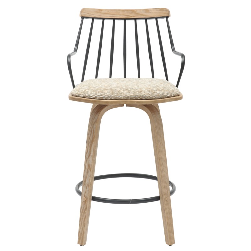 ΣΚΑΜΠΟ ΜΠΑΡ JUDI HM9985.01 WHITE WASH Κ.Π.-ΜΑΥΡΟ ΜΕΤΑΛΛΟ-ΜΠΕΖ ΥΦΑΣΜΑ 48x52x92Υεκ