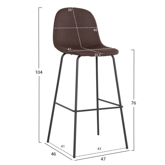 ΣΚΑΜΠΟ ΜΠΑΡ VINCENT HM8579.23 ΚΑΦΕ ΥΦΑΣΜΑ-ΜΑΥΡΟΣ ΜΕΤΑΛΛΙΚΟΣ ΣΚΕΛΕΤΟΣ 47x46x104Υεκ. ΣΚΑΜΠΟ ΜΠΑΡ VINCENT HM8579.23 ΚΑΦΕ ΥΦΑΣΜΑ-ΜΑΥΡΟΣ ΜΕΤΑΛΛΙΚΟΣ ΣΚΕΛΕΤΟΣ 47x46x104Υεκ.