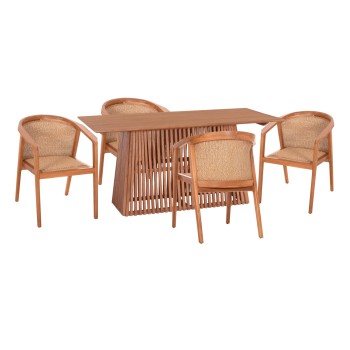 ΣΕΤ ΤΡΑΠΕΖΑΡΙΑΣ 5ΤΜΧ RENLY HM21078.02 ΟΡΘΟΓΩΝΙΟ ΤΡΑΠΕΖΙ & 4 ΚΑΡΕΚΛΕΣ