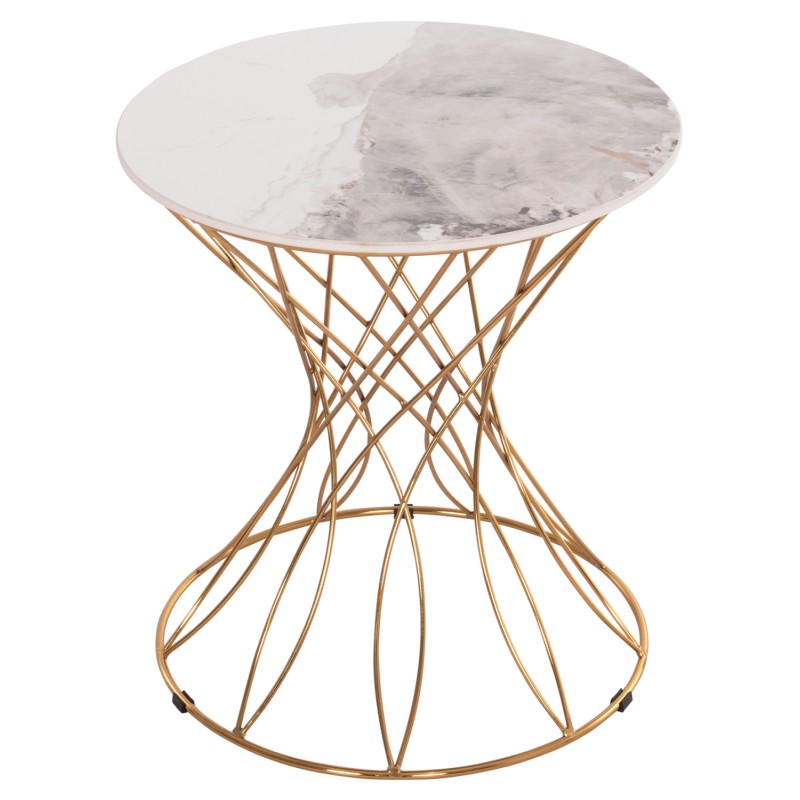 ΒΟΗΘΗΤΙΚΟ ΤΡΑΠΕΖΑΚΙ RUDY HM18037.01 ΚΕΡΑΜΙΚΟ TOP ΛΕΥΚΟ-ΜΕΤΑΛΛΟ ΧΡΥΣΟ Φ45x48,5Υεκ.