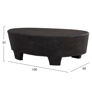 ΤΡΑΠΕΖΙ ΣΑΛΟΝΙΟΥ ΟΒΑΛ ΣΕΙΡΑ SANTORINI HM18066 MDF ΣΕ ΜΑΥΡΟ ΧΡΩΜΑ 100x60x33Υεκ.