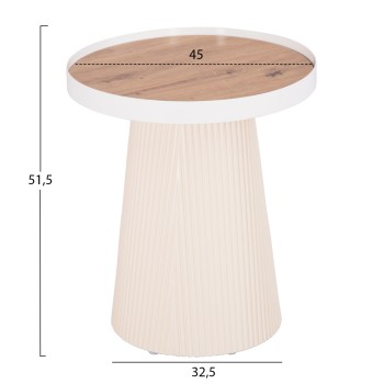 ΤΡΑΠΕΖΑΚΙ ΒΟΗΘΗΤΙΚΟ DENTON HM18023.02 MDF TOP ΦΥΣΙΚΟ ΞΥΛΟΥ-ΒΑΣΗ ΛΕΥΚΗ Φ45x51,5Υεκ.