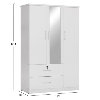 ΝΤΟΥΛΑΠΑ ΜΕ ΚΑΘΡΕΦΤΗ & ΣΥΡΤΑΡΙΑ JARRY HM2485.01 ΛΕΥΚΗ ΜΕΛΑΜΙΝΗ 119x48x183Υεκ