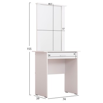 ΤΟΥΑΛΕΤΑ ΜΕ ΚΑΘΡΕΠΤΗ & ΣΚΑΜΠΟ CRYSTEL HM9938.01 ΜΕΛΑΜΙΝΗ ΛΕΥΚΗ 74x39x155Υεκ.