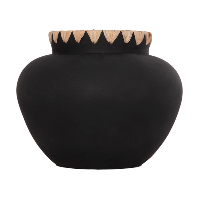 ΔΙΑΚΟΣΜΗΤΙΚΟ ΒΑΖΟ RENTON(M) HM4732 ΤΕΡΑΚΟΤΑ ΜΑΥΡH-ΠΛΕΞΗ ΨΑΘΑΣ ΣΤΟ ΣΤΟΜΙΟ Φ28x23Υεκ