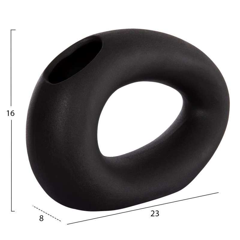 ΕΠΙΤΡΑΠΕΖΙΟ ΚΕΡΑΜΙΚΟ ΔΙΑΚΟΣΜΗΤΙΚΟ ELLIPTO HM4645.02 ΜΑΥΡΟ ΜΑΤ 23x8x16Υ εκ