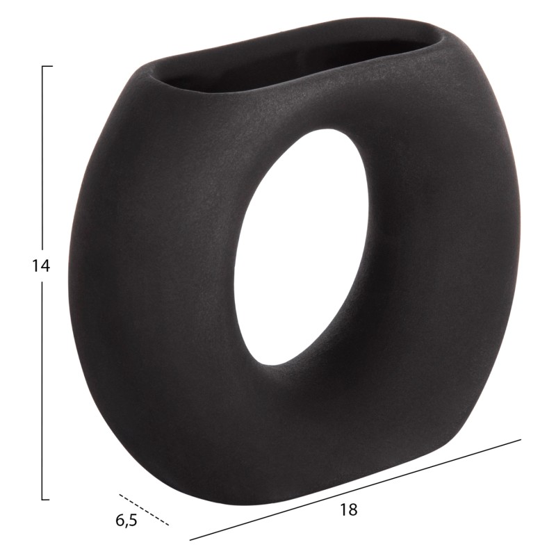 ΕΠΙΤΡΑΠΕΖΙΟ ΚΕΡΑΜΙΚΟ ΔΙΑΚΟΣΜΗΤΙΚΟ ELLIPTO HM4646.02 ΜΑΥΡΟ ΜΑΤ 18x6,5x14Υεκ