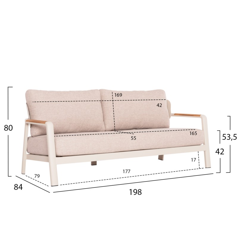 ΣΕΤ ΣΑΛΟΝΙ ΕΞ.ΧΩΡΟΥ 4ΤΜΧ ELARA HM6195.05 ΜΠΕΖ ΑΛΟΥΜΙΝΙΟ & OLEFIN-TEAK ΦΥΣΙΚΟ