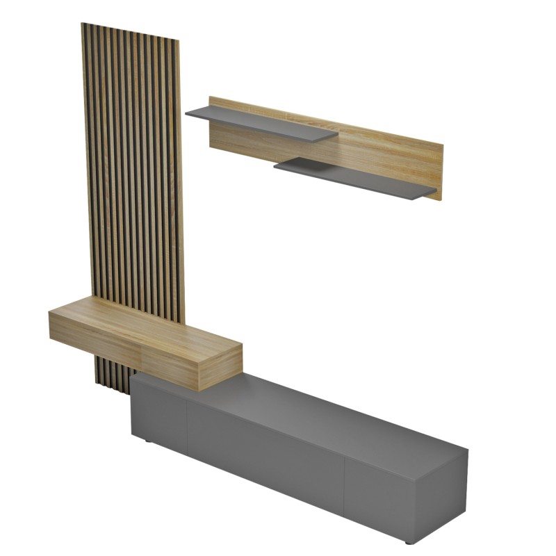 ΣΥΝΘΕΣΗ ΤΗΛΕΟΡΑΣΗΣ DORT HM18076.02 ΜΕΛΑΜΙΝΗ ΣΕ ΣΟΝΑΜΑ-ΣΚΟΥΡΟ ΓΚΡΙ 249.5x42.2x199.5Υεκ