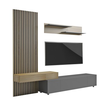 ΣΥΝΘΕΣΗ ΤΗΛΕΟΡΑΣΗΣ DORT HM18076.02 ΜΕΛΑΜΙΝΗ ΣΕ ΣΟΝΑΜΑ-ΣΚΟΥΡΟ ΓΚΡΙ 249.5x42.2x199.5Υεκ