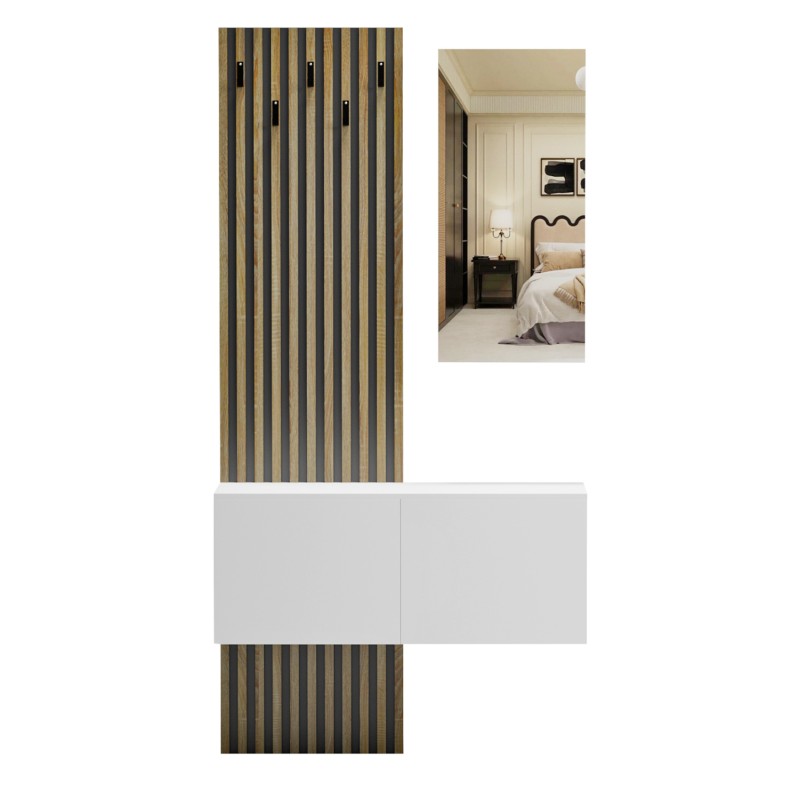 ΕΠΙΠΛΟ ΕΙΣΟΔΟΥ ΜΕ ΚΑΘΡΕΠΤΗ MYLES HM18080.01 ΜΕΛΑΜΙΝΗ ΣΟΝΑΜΑ-ΛΕΥΚΟ 100x37x200Υεκ