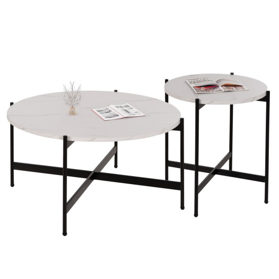 ΣΕΤ 2ΤΜΧ ΤΡΑΠΕΖΙΑ ΣΑΛΟΝΙΟΥ RONDA HM21089.04 MDF ΛΕΥΚΟ ΜΑΡΜΑΡΟ Φ80εκ & Φ50εκ ΣΕΤ 2ΤΜΧ ΤΡΑΠΕΖΙΑ ΣΑΛΟΝΙΟΥ RONDA HM21089.04 MDF ΛΕΥΚΟ ΜΑΡΜΑΡΟ Φ80εκ & Φ50εκ