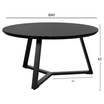 ΣΕΤ 2ΤΜΧ ΤΡΑΠΕΖΙΑ ΣΑΛΟΝΙΟΥ ROCKET HM21090 MDF ΜΑΥΡΟ ΜΑΡΜΑΡΟ Φ80εκ & Φ45εκ