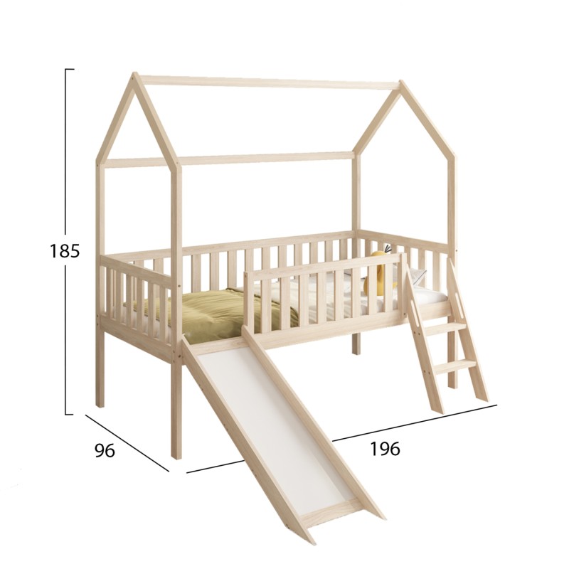 ΠΑΙΔΙΚΟ ΚΡΕΒΑΤΙ τ.MONTESSORI ΜΕ ΤΣΟΥΛΗΘΡΑ PHYLLIS HM701.01 ΞΥΛΟ ΠΕΥΚΟΥ ΦΥΣΙΚΟ ΓΙΑ 90x190εκ