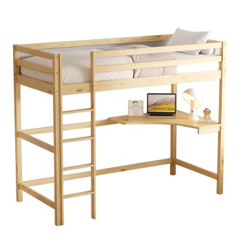 ΠΑΙΔΙΚΟ ΚΡΕΒΑΤΙ ΚΟΥΚΕΤΑ ΜΕ ΓΡΑΦΕΙΟ AKRON HM702.01 ΞΥΛΟ ΠΕΥΚΟΥ ΦΥΣΙΚΟ-ΣΤΡΩΜΑ 90x190εκ