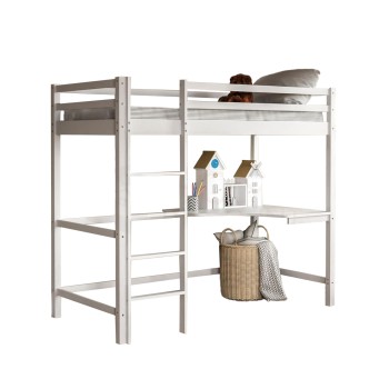 ΠΑΙΔΙΚΟ ΚΡΕΒΑΤΙ ΚΟΥΚΕΤΑ ΜΕ ΓΡΑΦΕΙΟ AKRON HM702.03 ΞΥΛΟ ΠΕΥΚΟΥ ΛΕΥΚΟ-ΣΤΡΩΜΑ 90x190εκ