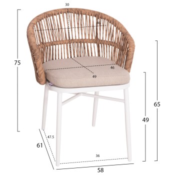 ΠΟΛΥΘΡΟΝΑ ΑΛΟΥΜΙΝΙΟΥ ORIN HM6265.02 ΛΕΥΚΗ-P.E.RATTAN ΦΥΣΙΚΟ-ΜΠΕΖ ΜΑΞΙΛΑΡΙΑ 58x61x75Υ
