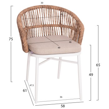 ΠΟΛΥΘΡΟΝΑ ΑΛΟΥΜΙΝΙΟΥ ORIN HM6265.02 ΛΕΥΚΗ-P.E.RATTAN ΦΥΣΙΚΟ-ΜΠΕΖ ΜΑΞΙΛΑΡΙΑ 58x61x75Υ