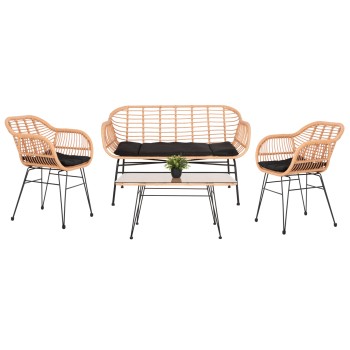 ΣΕΤ ΣΑΛΟΝΙ ΕΞΩΤΕΡΙΚΟΥ ΧΩΡΟΥ 4ΤΜΧ ALLEGRA HM21052 WICKER-ΜΕΤΑΛΛΟ