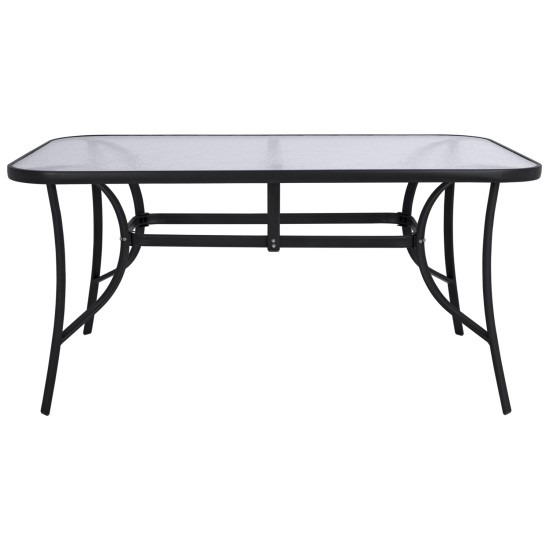ΤΡΑΠΕΖΙ BRUNO 150X90Χ72Υεκ. ΜΕΤΑΛΛΙΚΟ ΜΑΥΡΟ ΜΕ ΓΥΑΛΙΝΗ ΕΠΙΦΑΝΕΙΑ HM5145.03