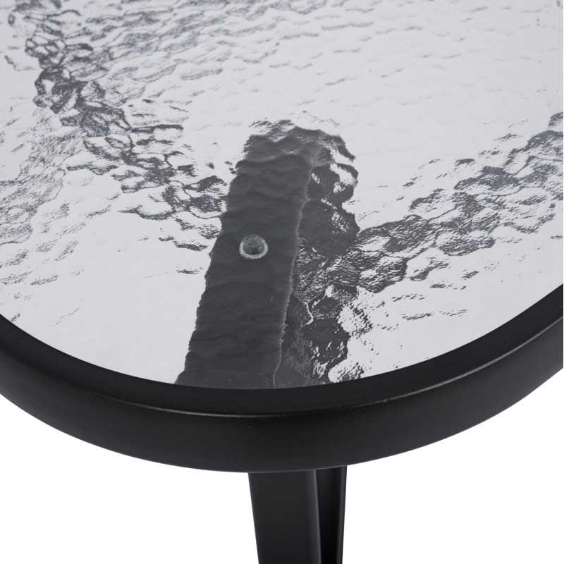 ΤΡΑΠΕΖΙ BRUNO 150X90Χ72Υεκ. ΜΕΤΑΛΛΙΚΟ ΜΑΥΡΟ ΜΕ ΓΥΑΛΙΝΗ ΕΠΙΦΑΝΕΙΑ HM5145.03