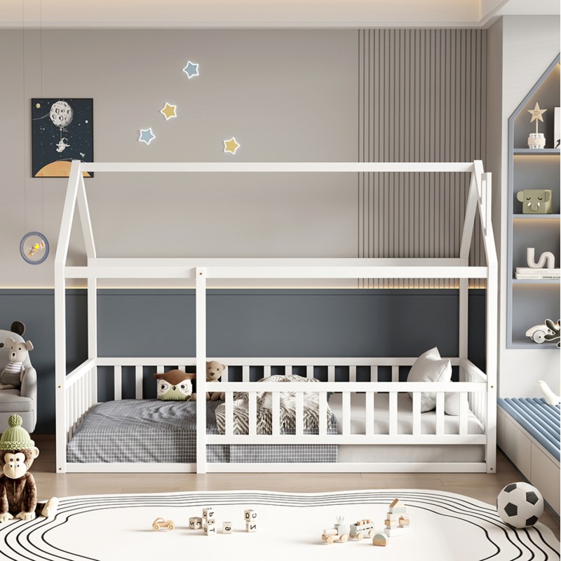 ΚΡΕΒΑΤΙ ΠΑΙΔΙΚΟ ΜΕ ΚΑΓΚΕΛΟ HOUSER HM706.03 τ.MONTESSORI ΞΥΛΟ ΠΕΥΚΟ ΛΕΥΚΟ-190x90εκ