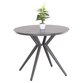 ΤΡΑΠΕΖΙ ΣΤΡΟΓΓΥΛΟ ΑΛΟΥΜΙΝΙΟΥ HIGER HM6289.01 ΓΚΡΙ Φ90x74Yεκ.