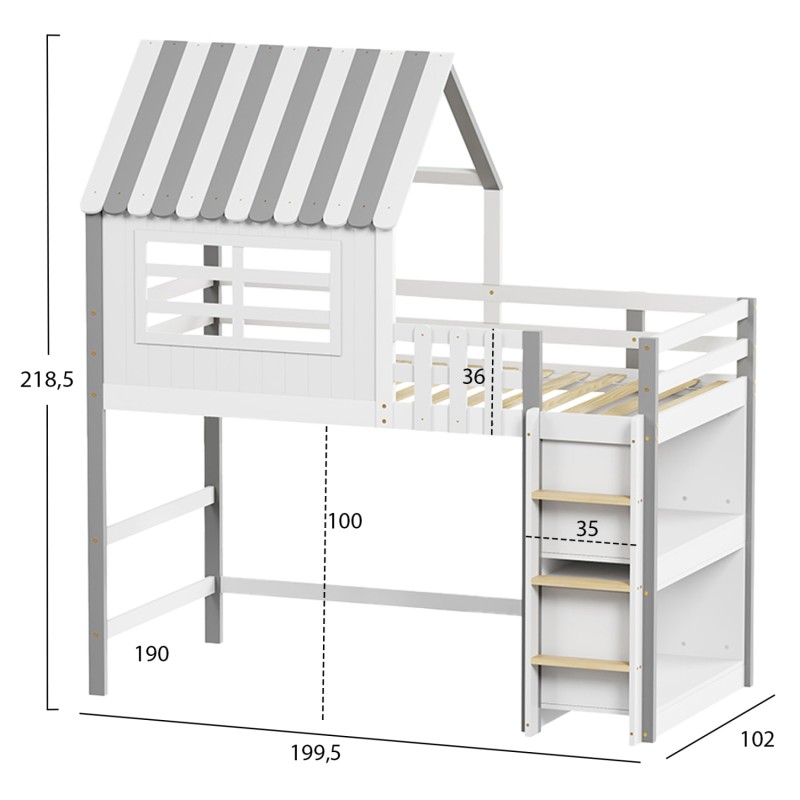 ΠΑΙΔΙΚΟ ΚΡΕΒΑΤΙ τ.MONTESSORI ΜΕ ΠΛΑΙΝΑ ΡΑΦΙΑ HOMI HM712 ΞΥΛΟ ΠΕΥΚΟΥ ΛΕΥΚΟ-ΓΚΡΙ-ΣΤΡΩΜΑ 90x190εκ